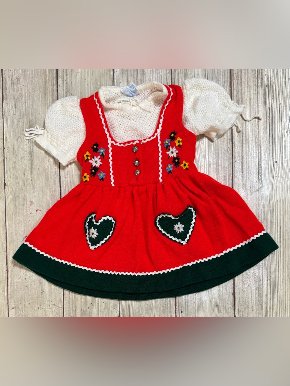 Vintage Austrian Pfister Zillertaler Strickmoden Dirndl Dress 6-12m Oktoberfest